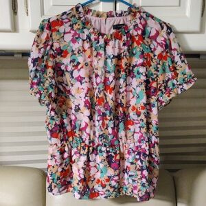 J. Crew Colorful Floral Blouse